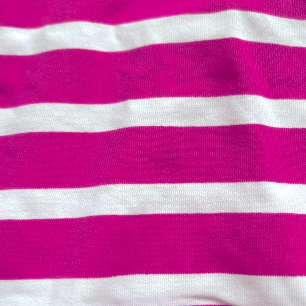 LANDS' END Fuchsia Pink and White Striped Long Sleeve Swim Coverup Rash Guard - Picture 3 of 5